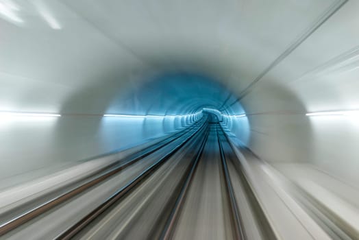 Underground train tunnel, blurred motion