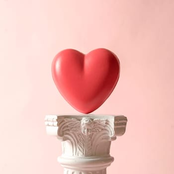 Heart love romantic on the podium antique column. Creative idea of relationships and holidays and congratulations. High quality photo