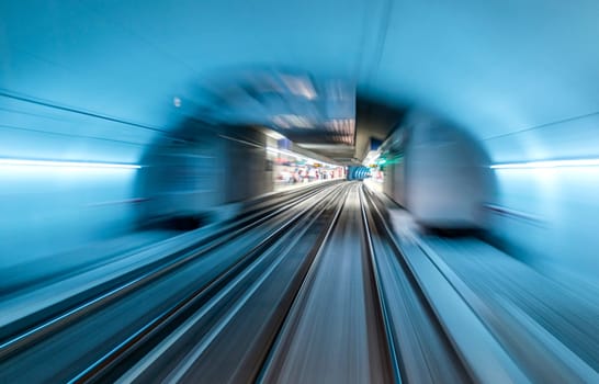 Underground train tunnel, blurred motion