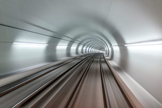 Underground train tunnel, blurred motion