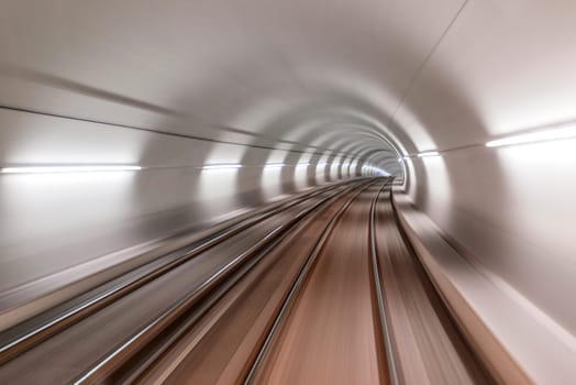 Underground train tunnel, blurred motion