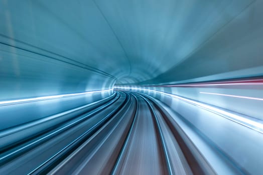 Underground train tunnel, blurred motion