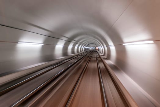 Underground train tunnel, blurred motion