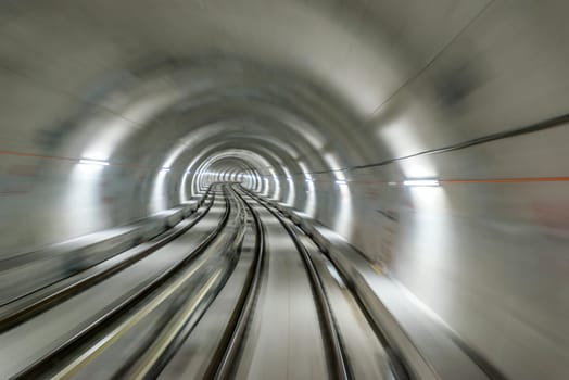 Underground train tunnel, blurred motion