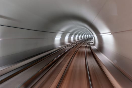 Underground train tunnel, blurred motion