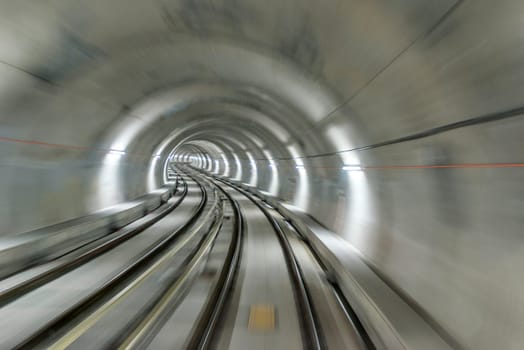 Underground train tunnel, blurred motion