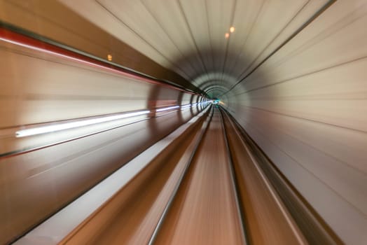 Underground train tunnel, blurred motion