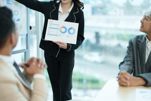 Asian entrepreneurs and business people meeting in a conference room in business planning, financial budget and investment risk assessment to analyze customer groups to increase company growth.