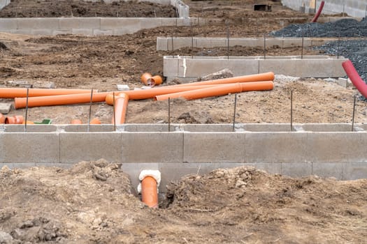 construction of sewerage from plastic pipes.
