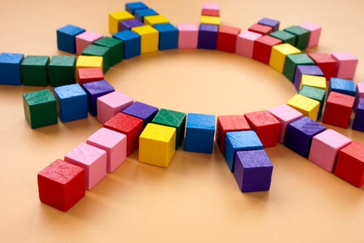 A Circle from colorful cubes as symbol of unity and cooperation.