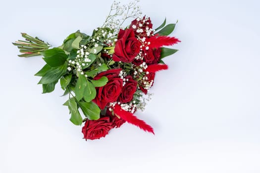 a beautiful bouquet of fresh red roses. Congratulations on Mother's Day. Valentine's day. wedding