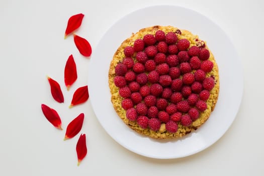 bright raspberry pie and red flower petals