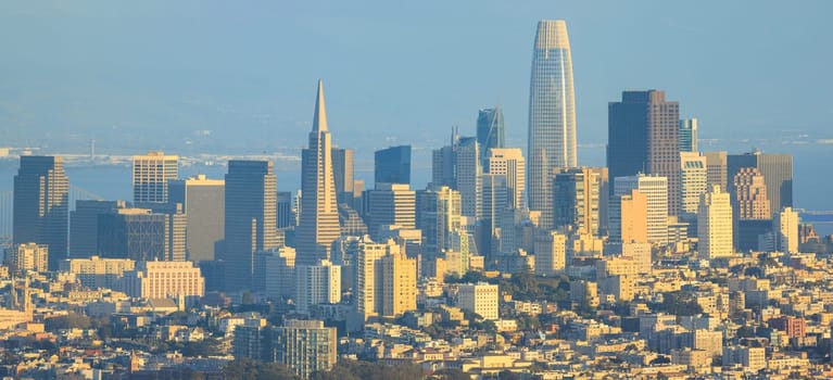 Modern high rise buildings in San Francisco's Financial District on sunny day. High quality photo