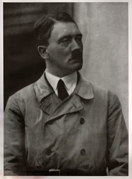 GERMANY - 1926: Portrait of Adolf Hitler, leader of nazi Germany. Reproduction of antique photo.