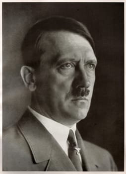 GERMANY - CIRCA 1940s: Studio portrait of Adolf Hitler, leader of nazi Germany. Reproduction of antique photo.