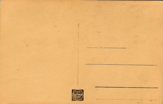 THE CZECHOSLOVAK REPUBLIC - CIRCA 1930s: Back of a vintage photo - postcard. Rich stain and paper details. Can be used as background.