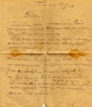 Handwritten letter in Czech language.