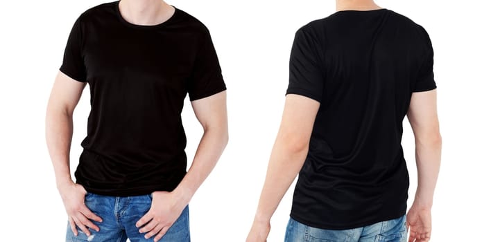 Black T-shirt isolaled on a white background. Blank for your design