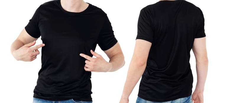 Black T-shirt isolaled on a white background. Blank for your design