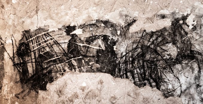 Ancient cave coal paint in Cappadocia, Turkey