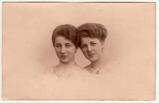 BERLIN, GERMANY - CIRCA 1930s: Vintage photo shows women (studio portrait). Photography with dreamy and romantic variation.