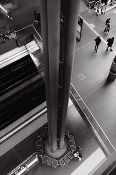 A vertical high angle shot of the interior of the Berlin central station in Germany