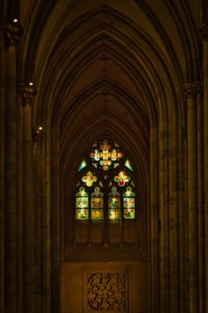 Church pews and railings in cologne cathedral in Germany