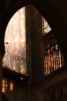 Church pews and railings in cologne cathedral in Germany