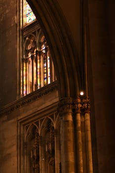 Church pews and railings in cologne cathedral in Germany