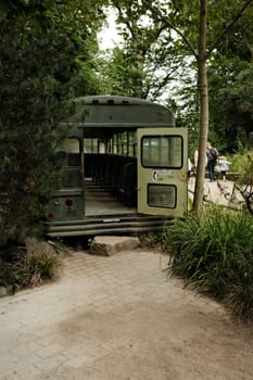 Old bus at the ' Zoom Erlebniswelt Gelsenkirchen zoo in Germany
