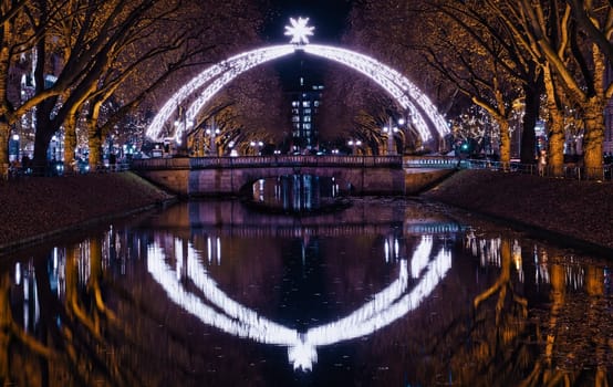 Christmas lights at the Koe-Graben near Koenigsallee in Duesseldorf, Germany