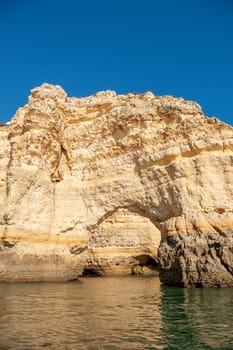 Rock formations on the Algarve coast in Portugal