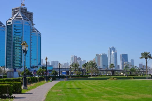 Sharjah,UAE:14-02-2023: Street view in Sharjah