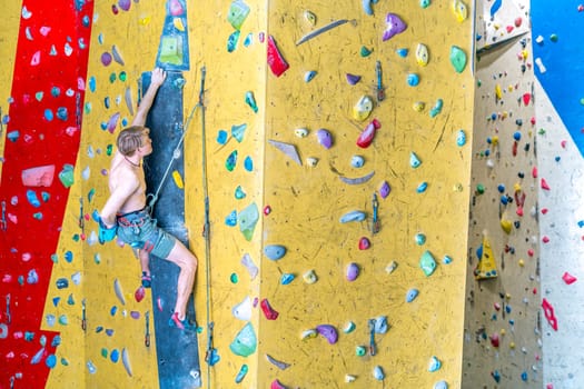 climbers on artificial climbing walls. High quality photo