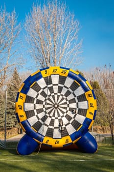Large inflatable target for team building games and outdoor competitions, vertical.