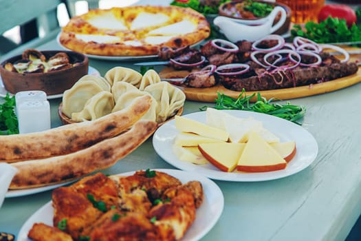 Georgian cuisine, food in a restaurant. Selective focus. Food and drink.