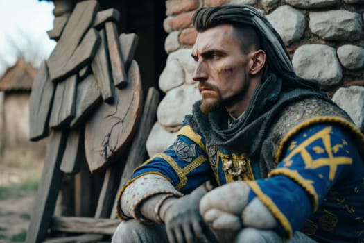 Culture of Ukraine, authenticity, uniqueness, independence and endurance. Local things, clothes, terrain. Yellow Ukrainian symbols, villages. High quality Generative AI .