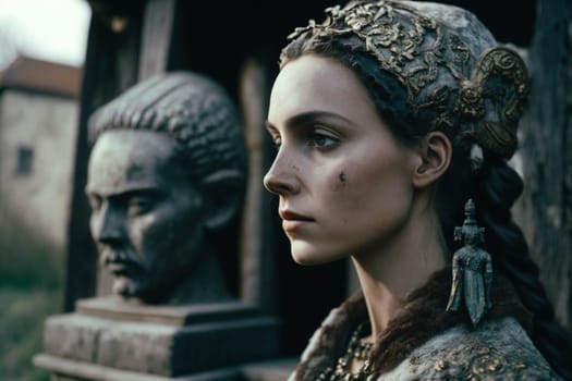 Culture of Ukraine, authenticity, uniqueness, independence and endurance. Local things, clothes, terrain. Yellow Ukrainian symbols, villages. High quality Generative AI .