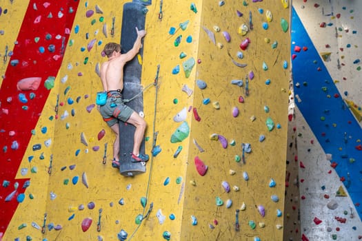 climbers on artificial climbing walls. High quality photo
