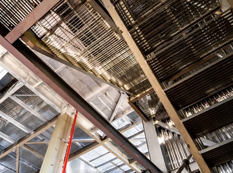 The Metal grating stair and walkway on the mill