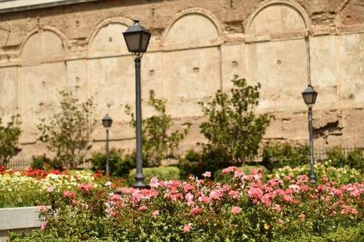 Park of a historical building in Madrid, Spain