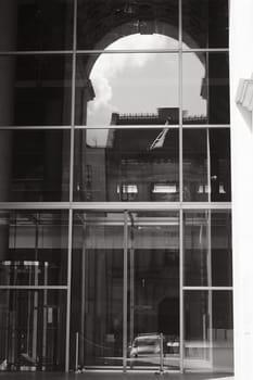 Building of the German Parliamentary Society in the facade of the Reichstag, Berlin, Germany