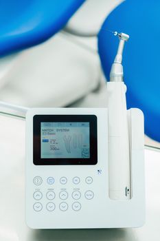 dental equipment in the dentist's office for root canal treatment. Close-up, endomotor.