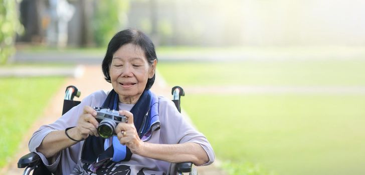 elderly woman relax with hobby in backyard