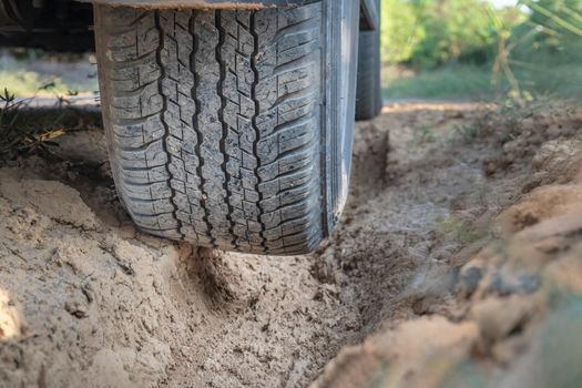Off road tire on dirt track