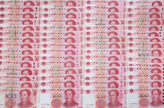 Chinese 100 RMB ，Yuan banknotes from China's currency.