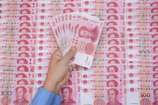 Chinese 100 RMB ，Yuan banknotes from China's currency.
