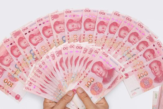 Chinese 100 RMB ，Yuan banknotes from China's currency.