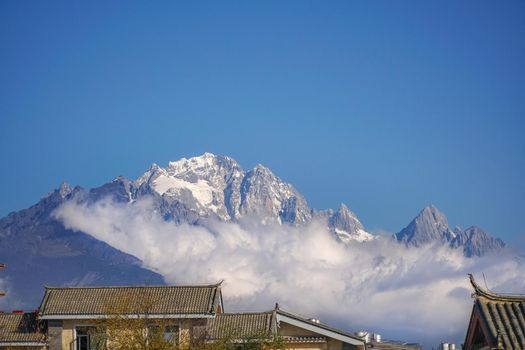 Jade Dragon Snow Mountain, Lijiang,Yunnan China. Take Photo from world heritage old town.