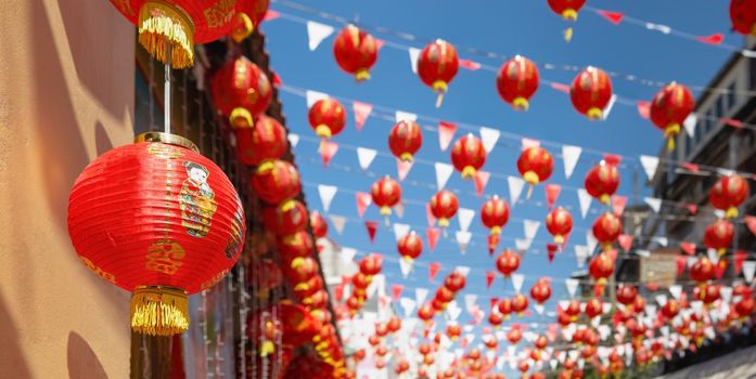 Chinese new year lanterns in china town.